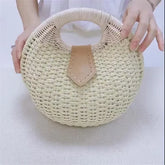 Natural Rattan Handwoven Shell Handbag Bohemian Summer Tote - Himpall